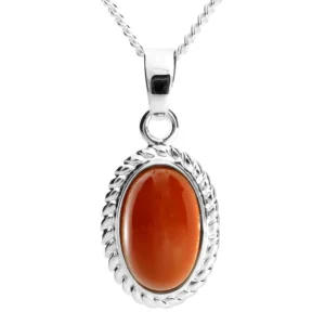 Kette mit Anhänger Silber 925/000, 42 cm, Karneol