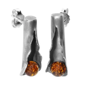 Ohrstecker Silber 925/000, Bernstein- Kugel