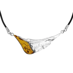 Collier Silber 925/000, 45 cm, Bernstein