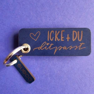 „Icke + Du“ – Schlüsselanhänger aus Leder mit Gravur – Geschenk für Paare