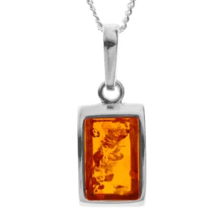 Kette mit Anhänger Silber 925/000, Bernstein, -Länge wählbar-