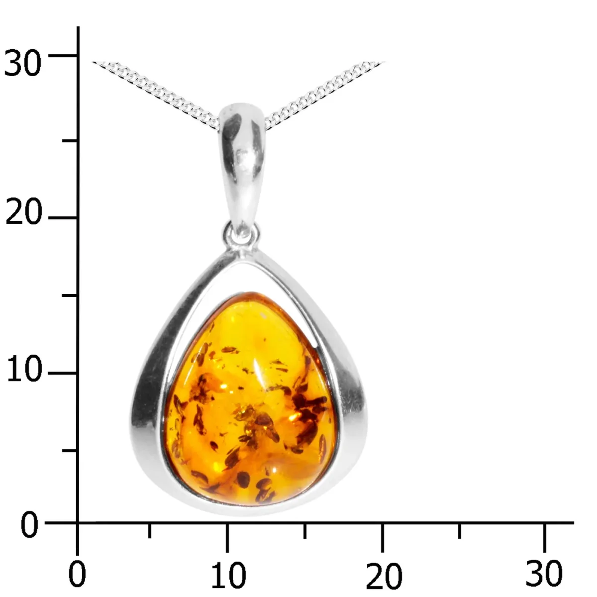 Kette mit Anhänger, Silber 925/000, Bernstein, 42 oder 45 cm lang – Bild 4