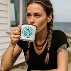 Aqua Triskele - Emaille Tasse