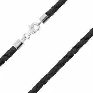 Geflochtene Lederkette mit Edelstahlverschluss